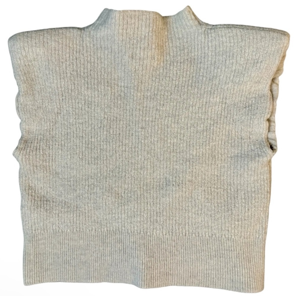 Babaton Merino Wool High Neck Cream Sleeveless Sweater Vest Womens Large